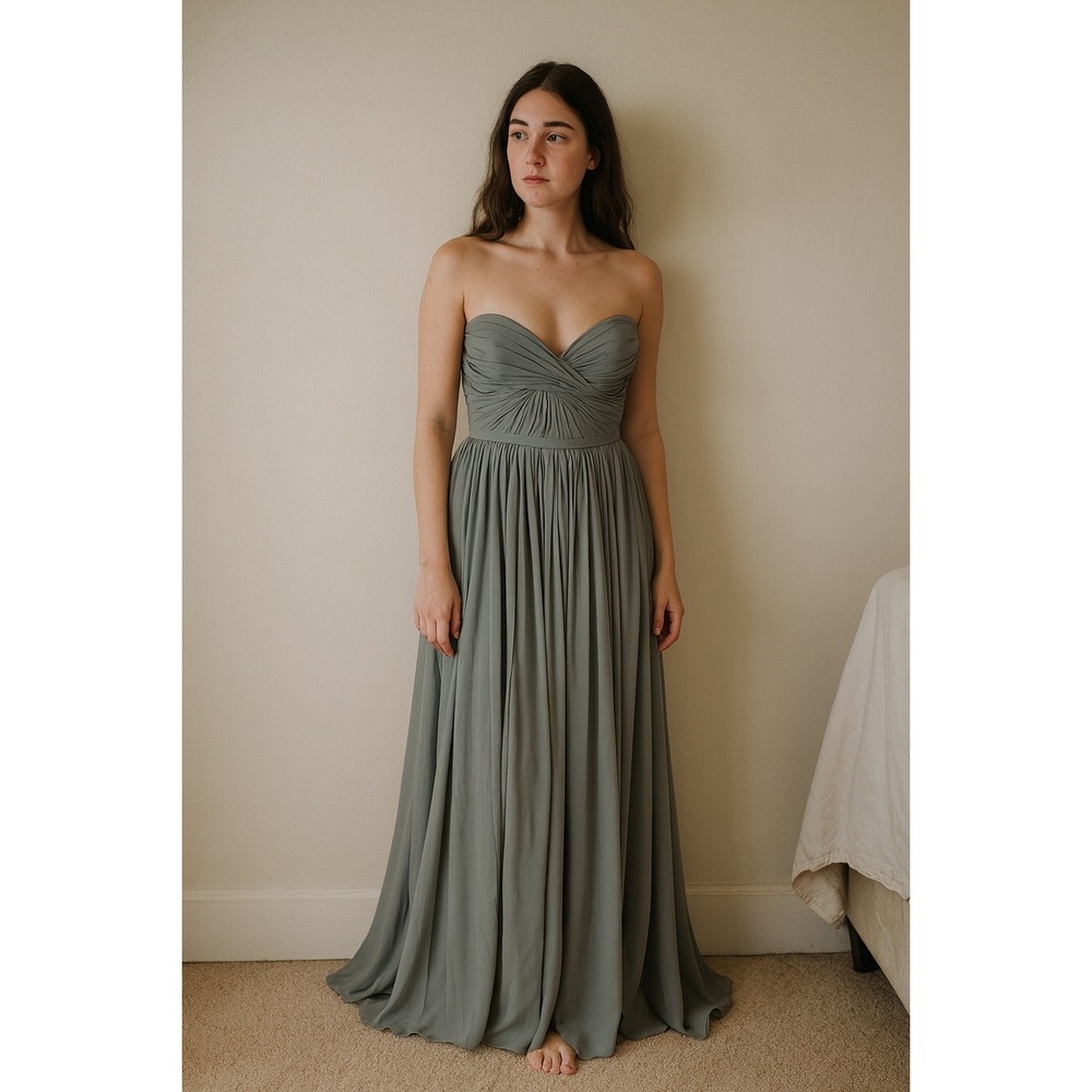 Jenny Yoo Collection Mira Convertible Dress Womens 4 Green Bridesmaid Chiffon